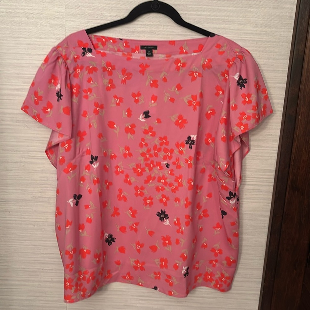 Ann Taylor square neck floral print blouse